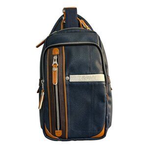 NWOT Navy Sling Backpack With Multiple Zippered Compartments